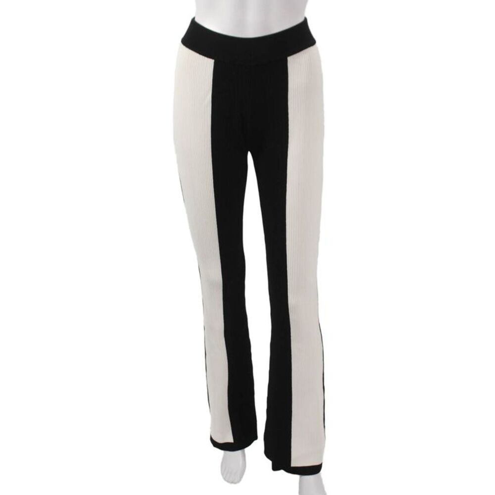 Yllw Women Black Striped Viscose Pull On Pants Size S
